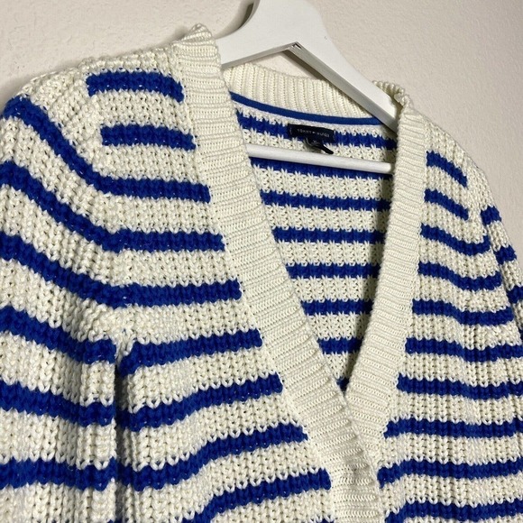 Tommy Hilfiger XS Striped Snap Pocketed Cardigan - Picture 2 of 8